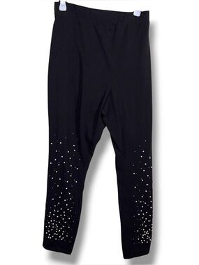 26 28 Roamans Black Silver Studded Leggings Pants Plus Stretch Fitted Goth